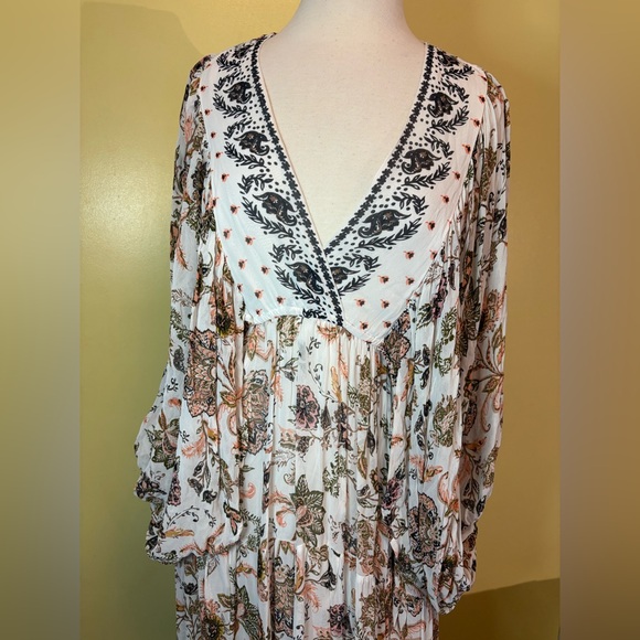 Anthropologie Cream Maxi Dress with Brown Floral Print - Picture 14 of 14